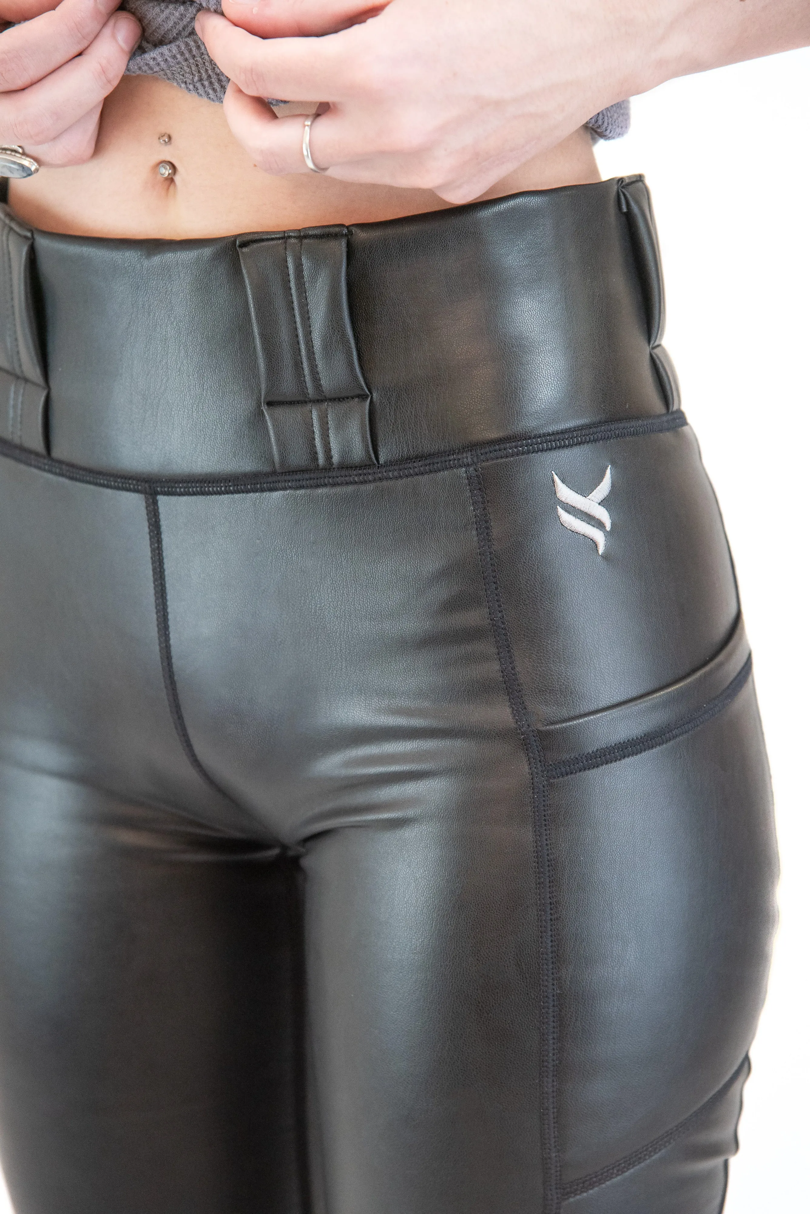 Mid Rise Faux Leather EDC Leggings