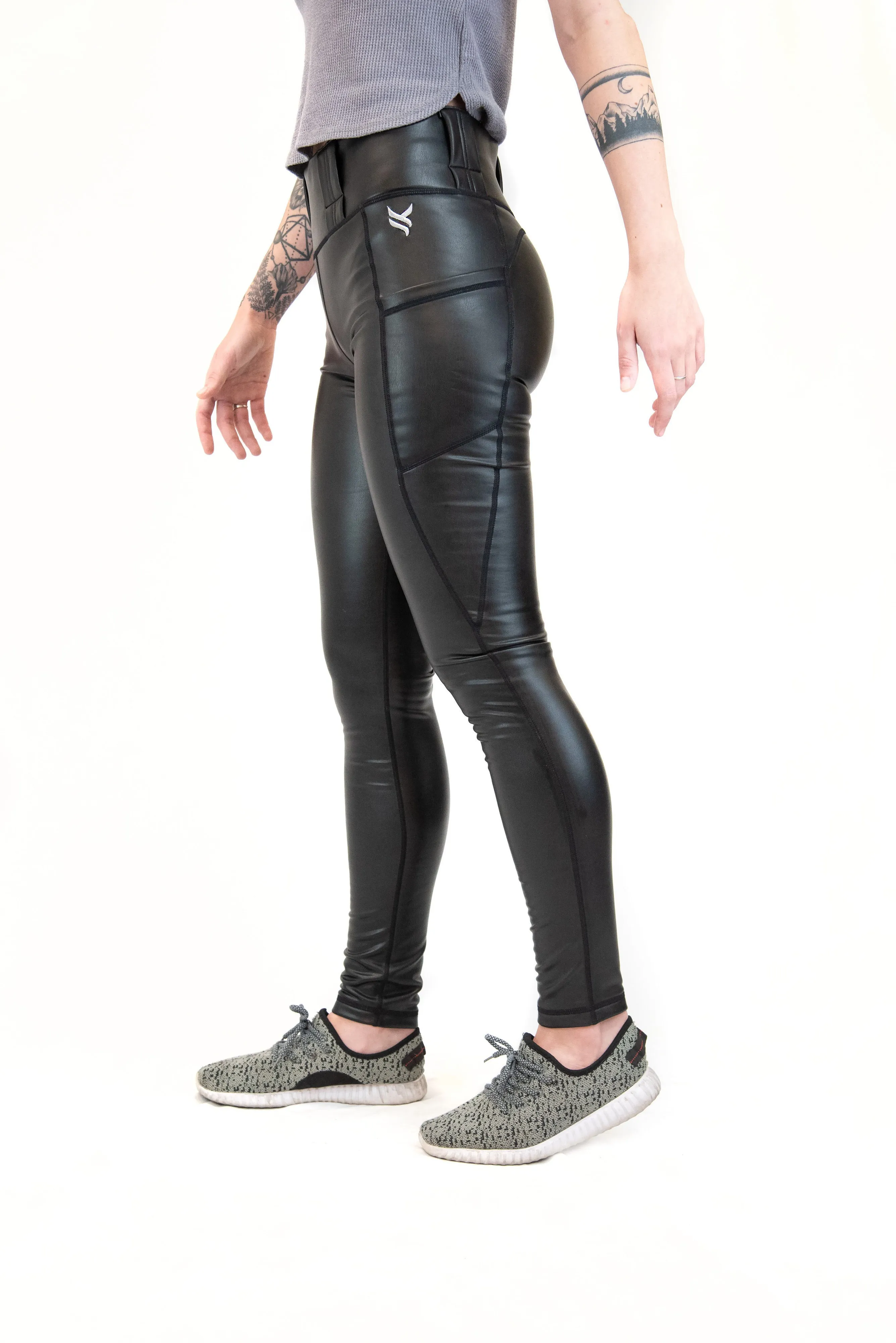 Mid Rise Faux Leather EDC Leggings