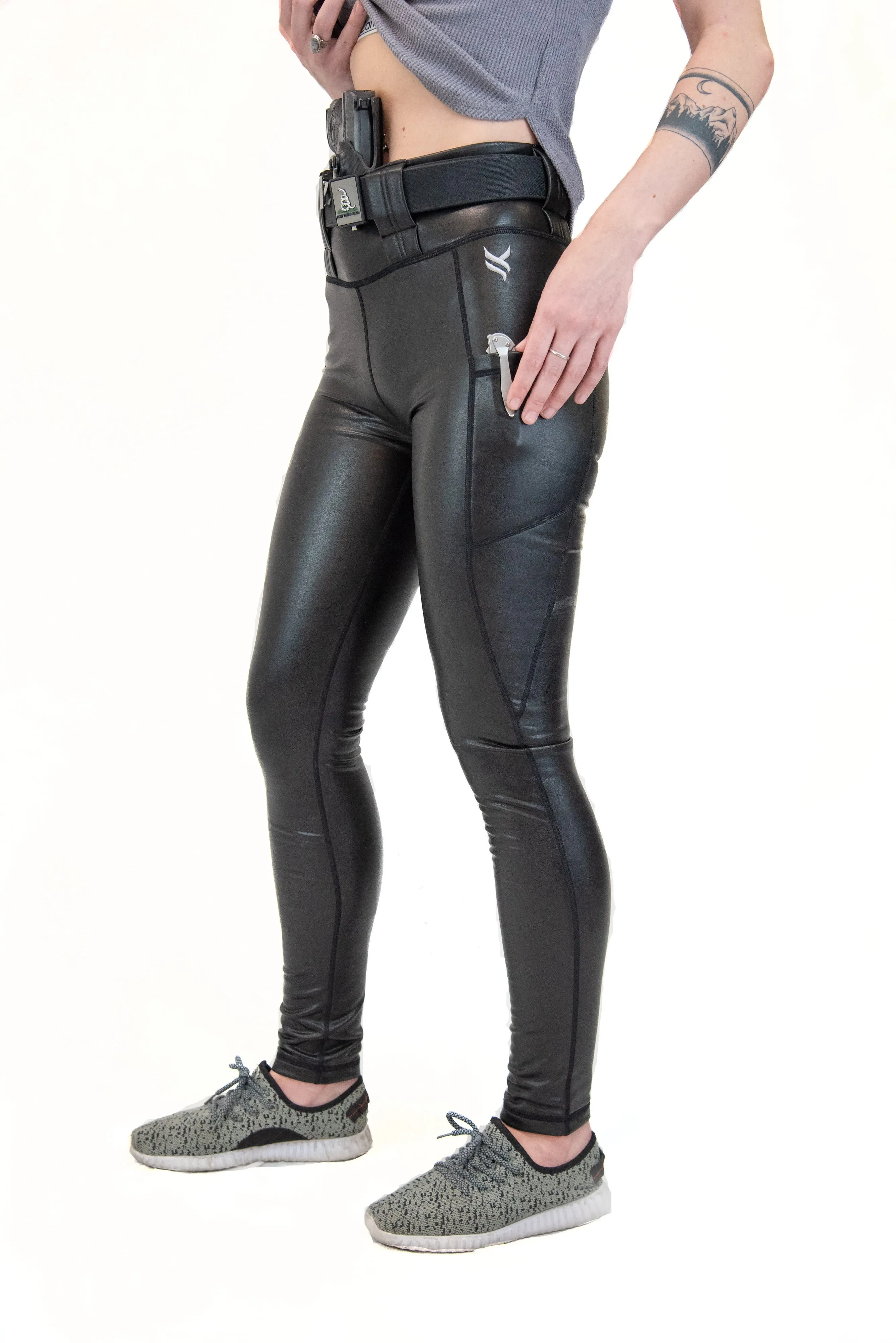 Mid Rise Faux Leather EDC Leggings