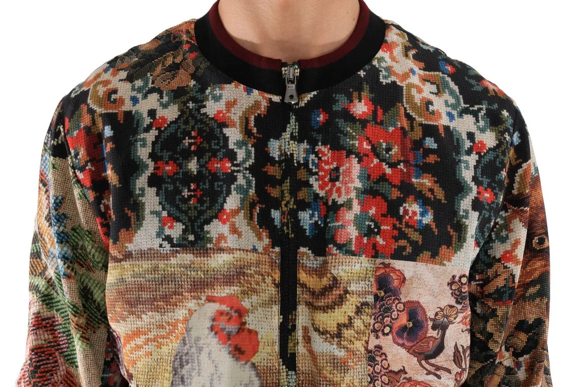 Multicolor MARIA Motive Print Bomber Jacket