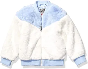 New Nordstrom Kensie - Girl's Outerwear Girls' Little Faux Fur Bomber Jacket in blue/white! Super Chic& Cute, Sz 4!
