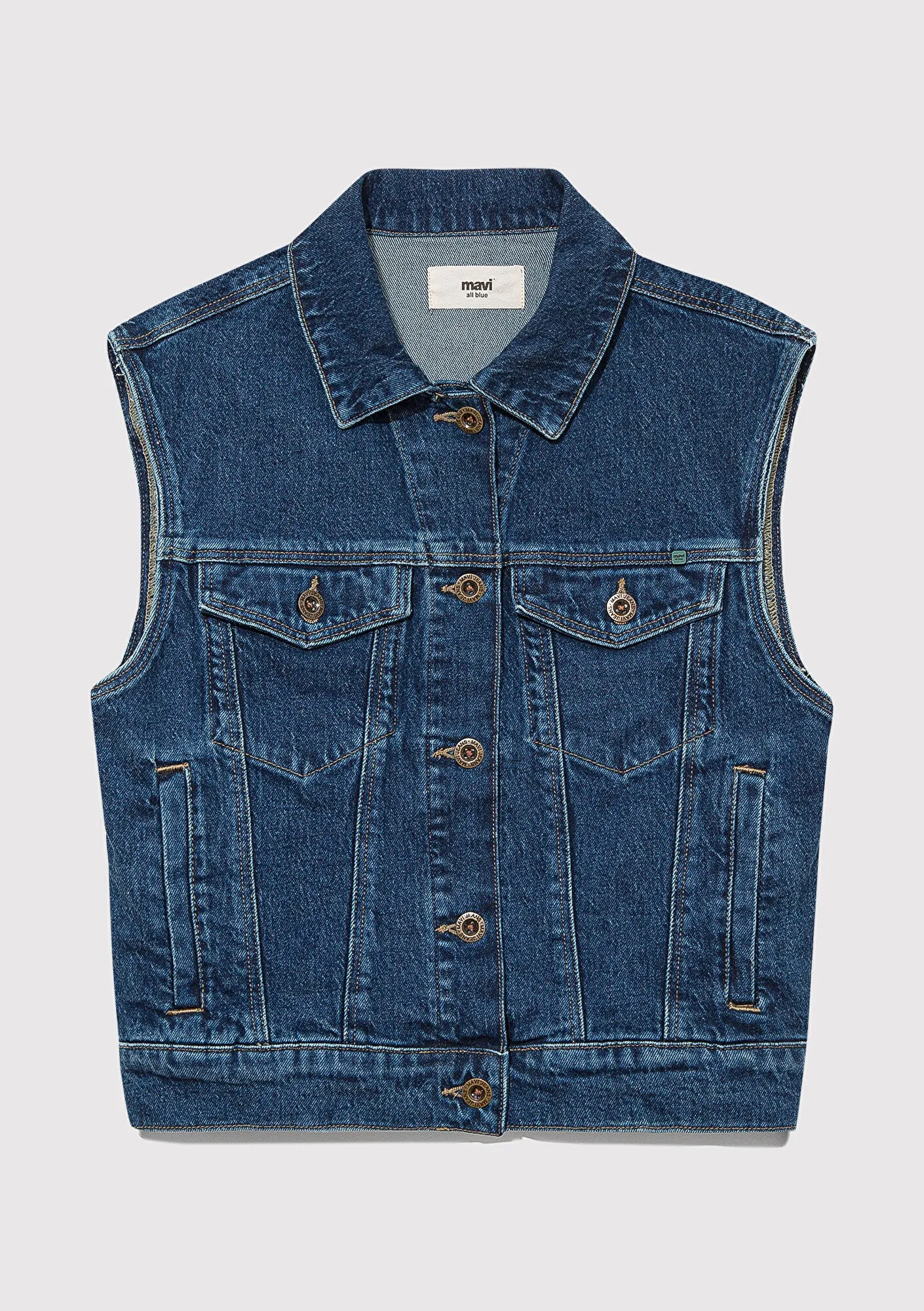 Nina Deep Blue Denim Jean Vest