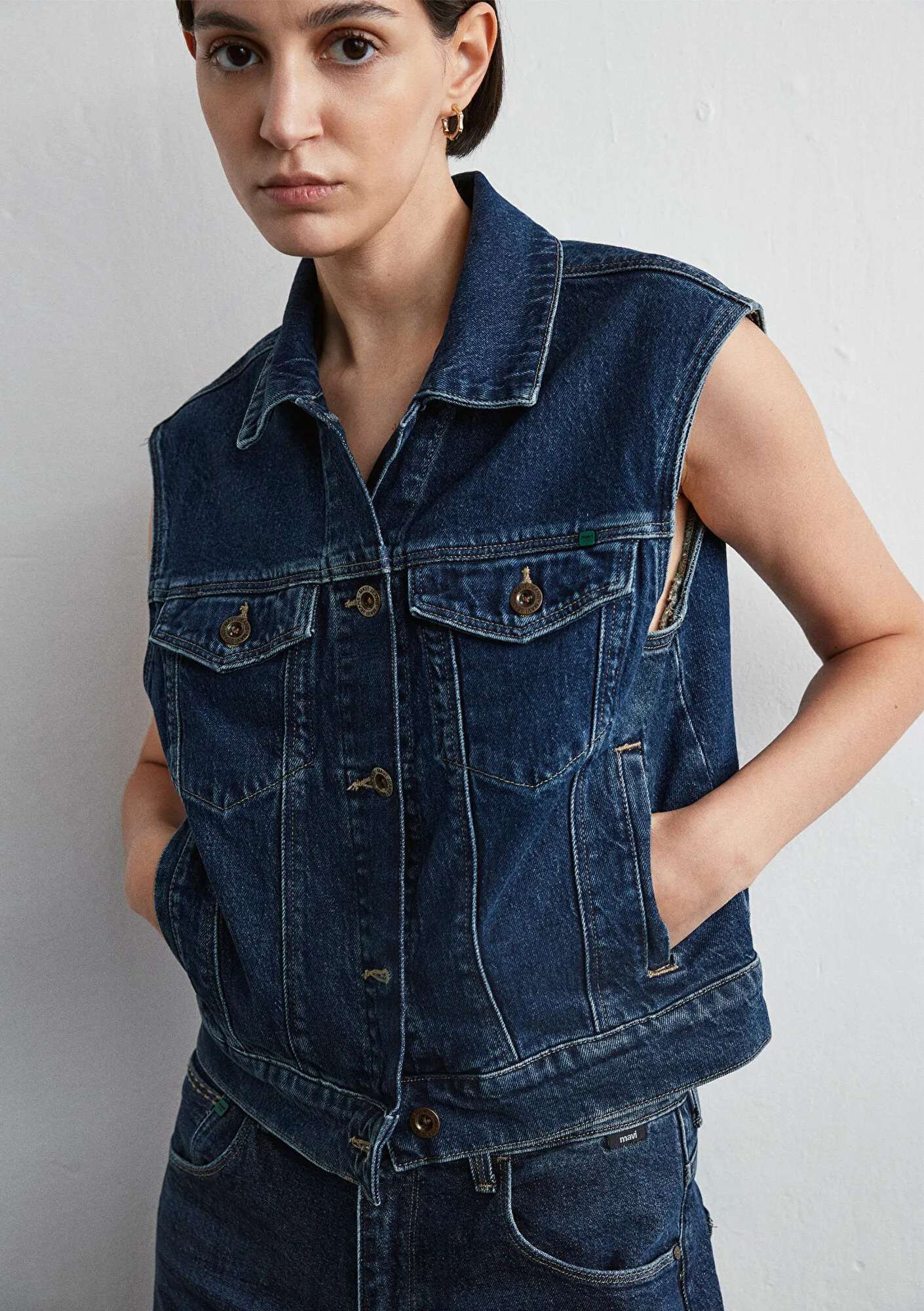 Nina Deep Blue Denim Jean Vest