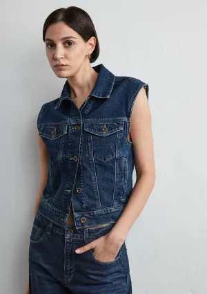 Nina Deep Blue Denim Jean Vest