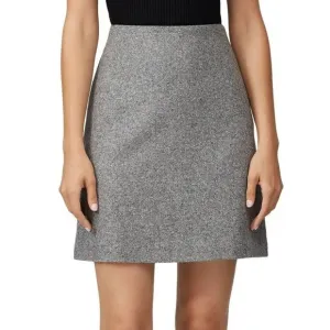 NWOT Theory Grey Speckled Wool Silk Easy Waist Mini Skirt