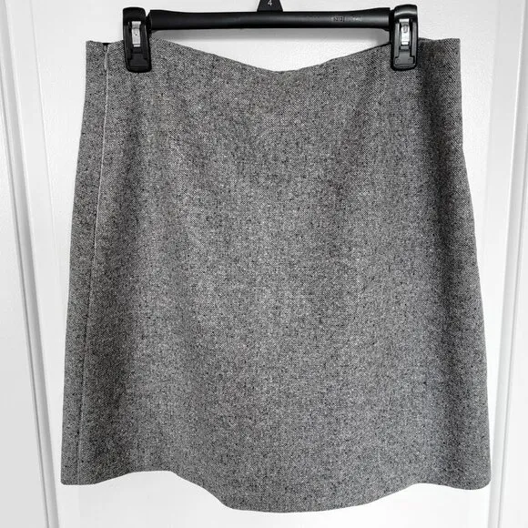 NWOT Theory Grey Speckled Wool Silk Easy Waist Mini Skirt