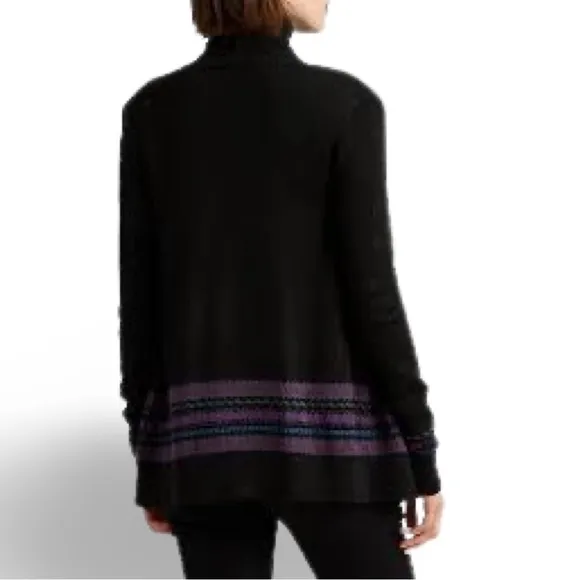 NWT $225 LAUREN Ralph Lauren Black Mu Shawl Collar Open Front Cardigan.