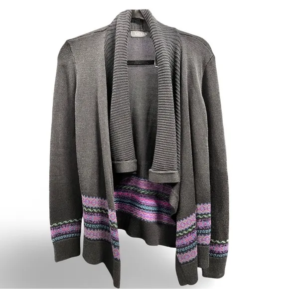 NWT $225 LAUREN Ralph Lauren Black Mu Shawl Collar Open Front Cardigan.