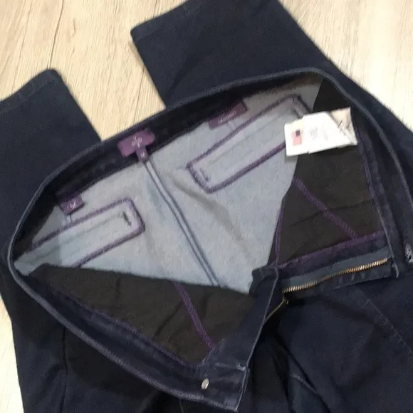 NYDJ DarkWash Leggings w/ faux pockets &amp; zipper Fly size 14