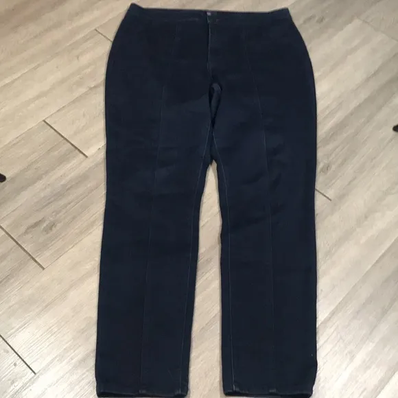 NYDJ DarkWash Leggings w/ faux pockets &amp; zipper Fly size 14