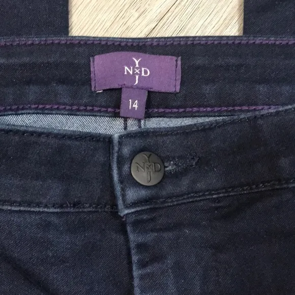 NYDJ DarkWash Leggings w/ faux pockets &amp; zipper Fly size 14
