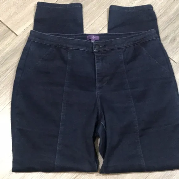 NYDJ DarkWash Leggings w/ faux pockets &amp; zipper Fly size 14