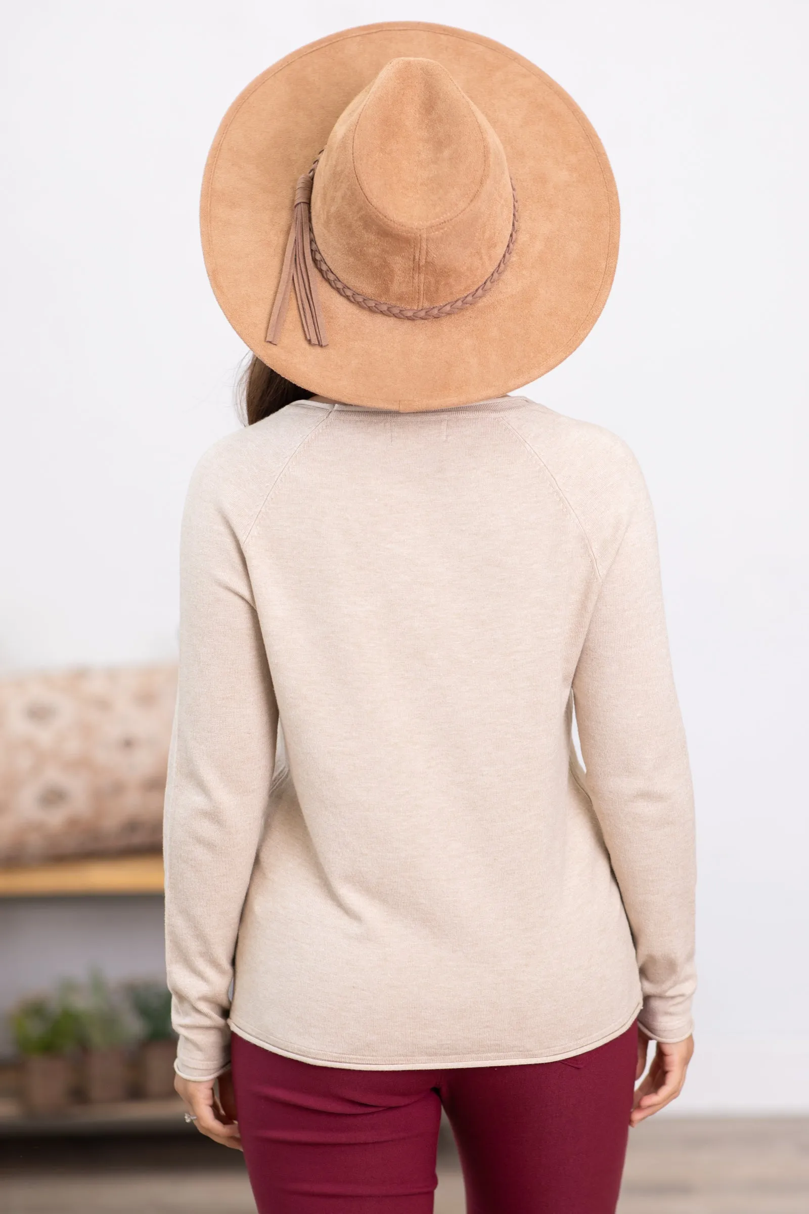 Oatmeal Round Neck Basic Sweater