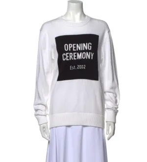 OPENING CEREMONY Women's White Knit Box Logo Sweater Size Medium NWT