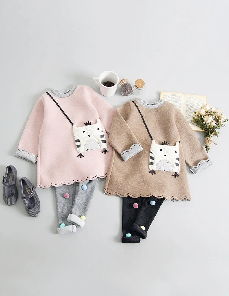Owl Pocket Tunic Winter Pink