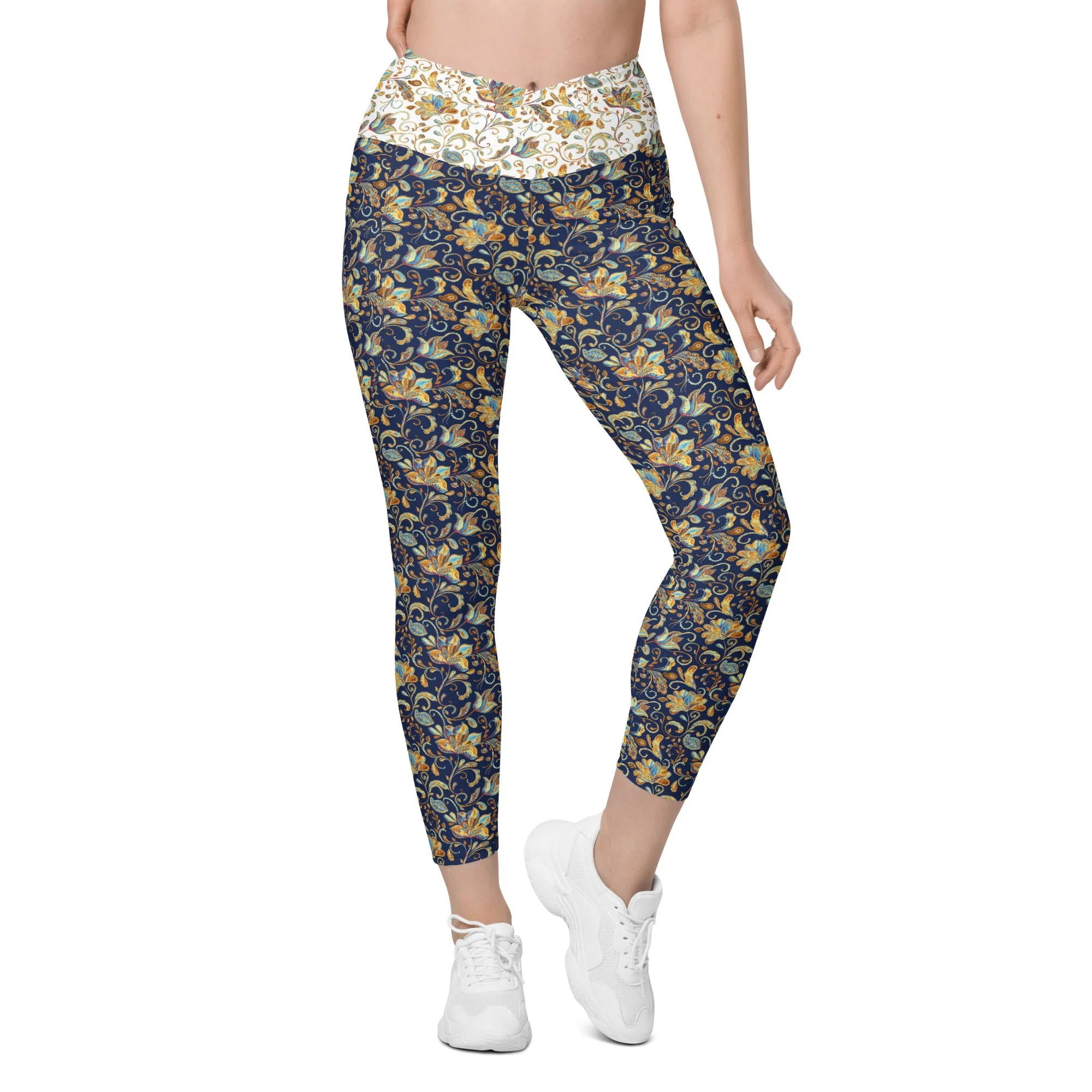 Paisley Crossover leggings with pockets