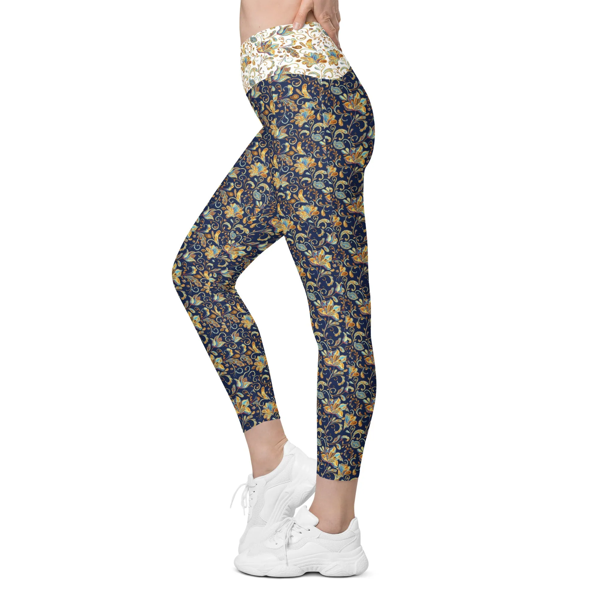 Paisley Crossover leggings with pockets