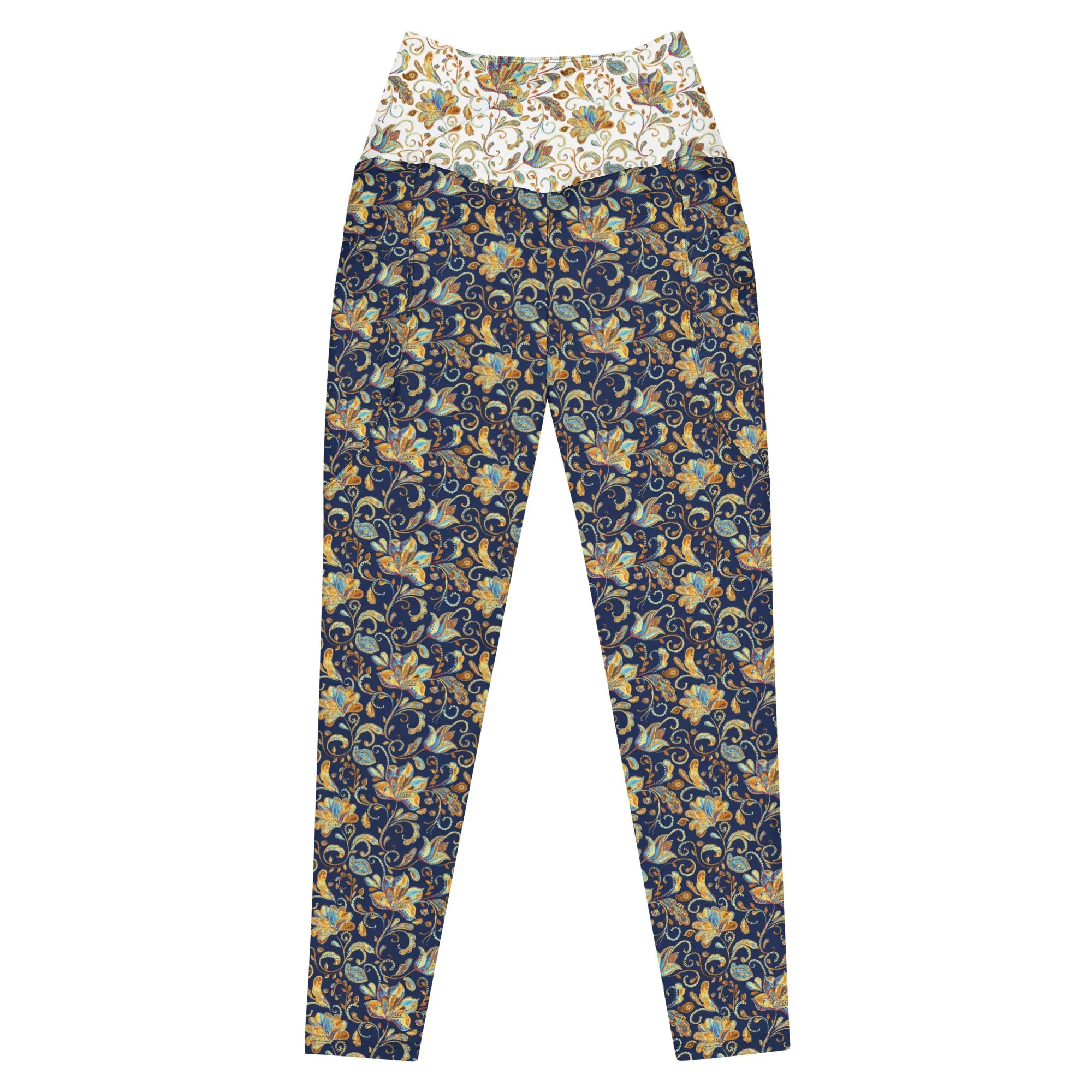Paisley Crossover leggings with pockets