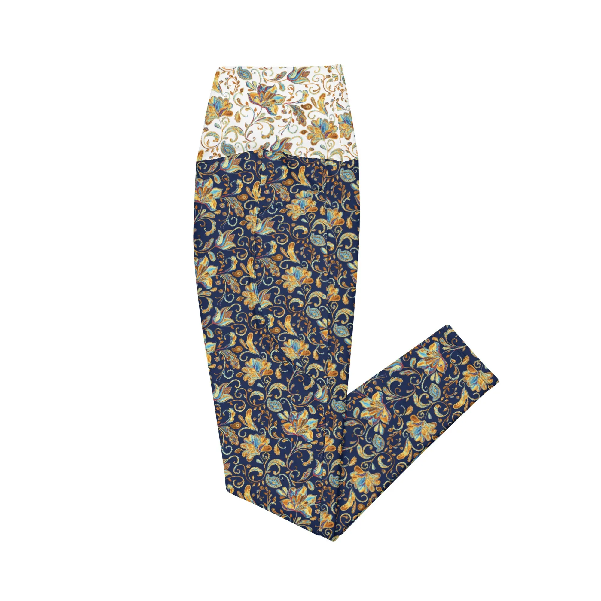 Paisley Crossover leggings with pockets