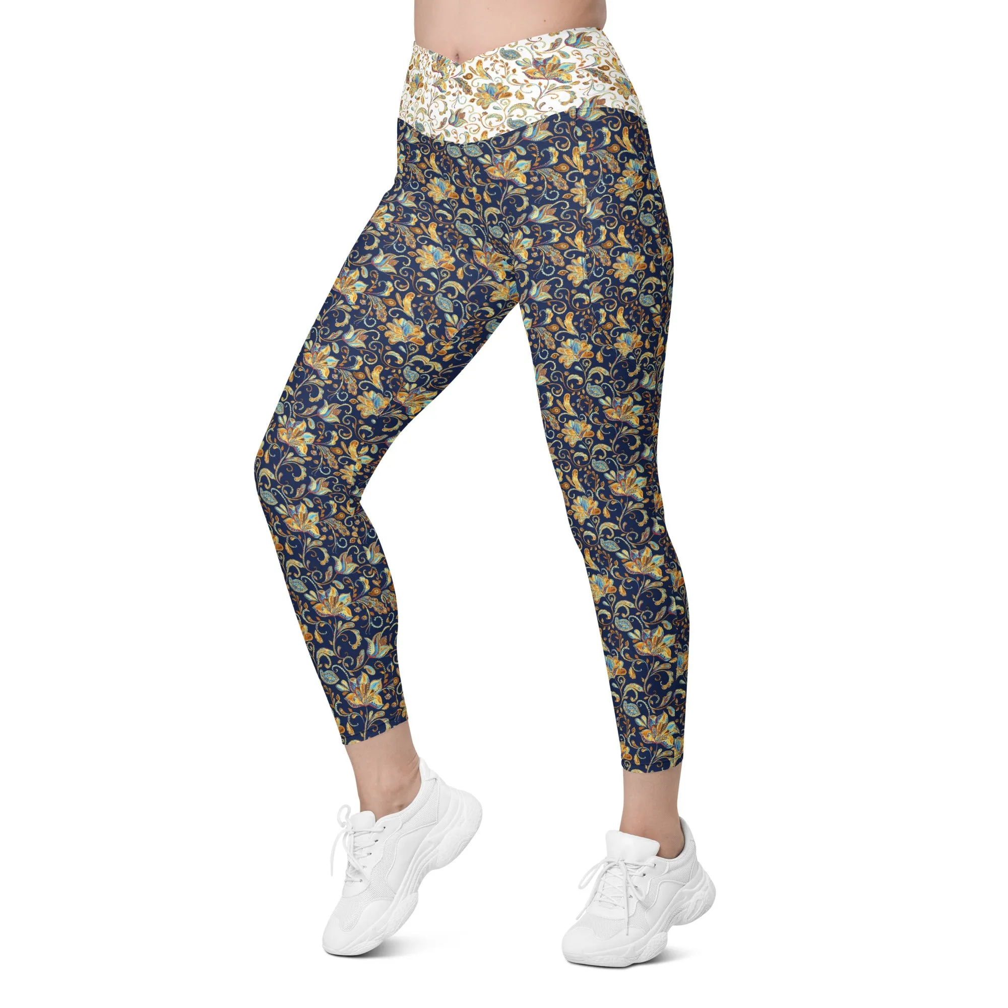 Paisley Crossover leggings with pockets