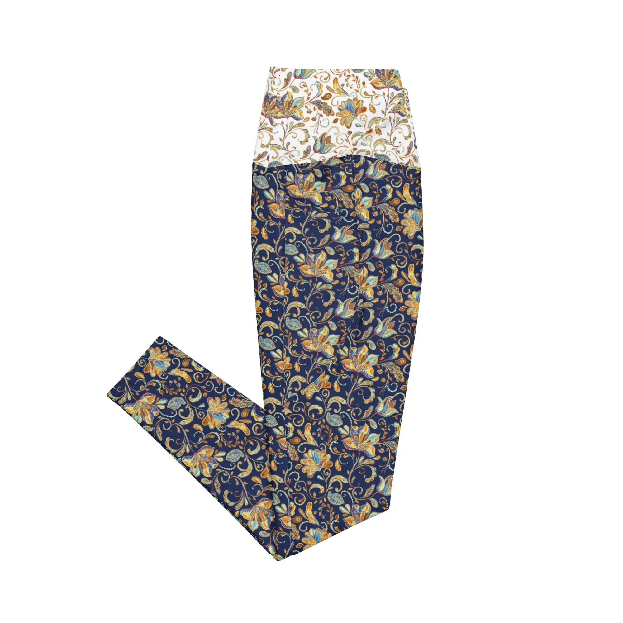 Paisley Crossover leggings with pockets