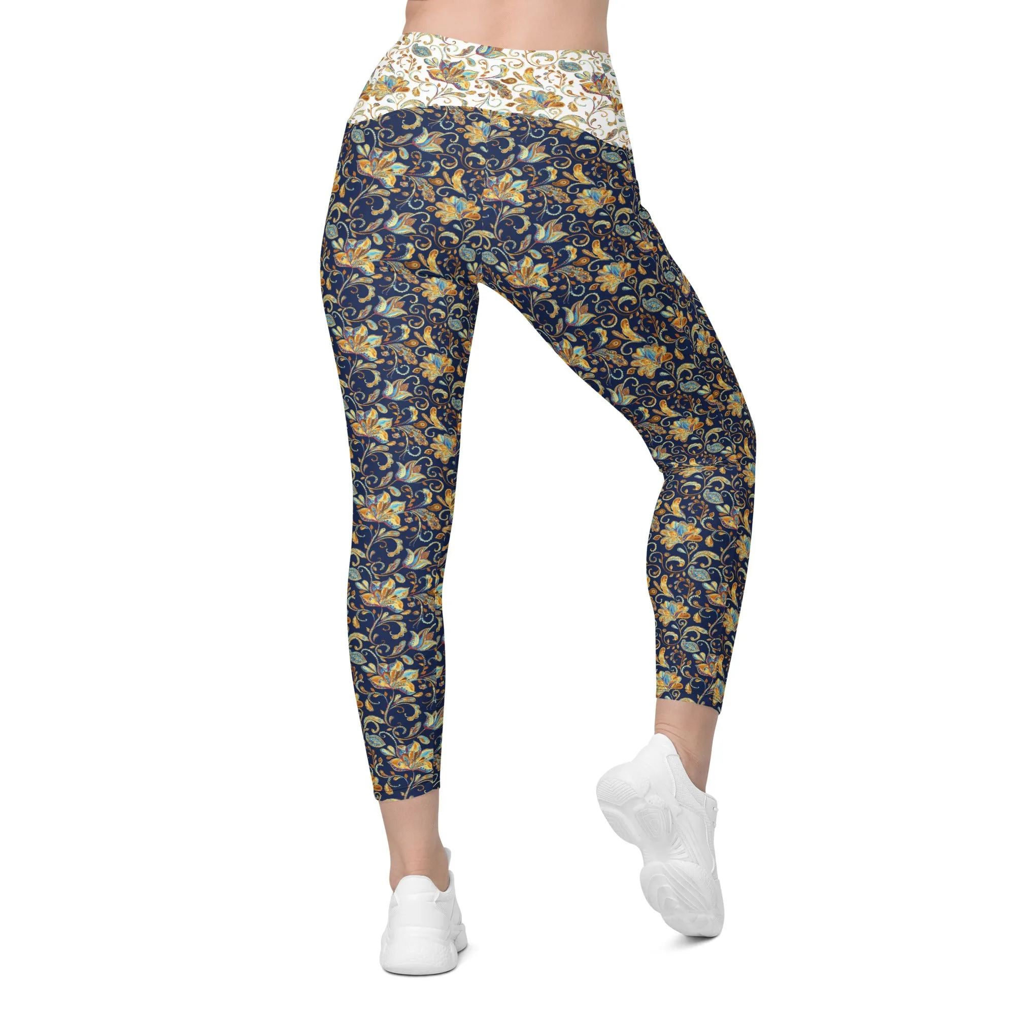 Paisley Crossover leggings with pockets