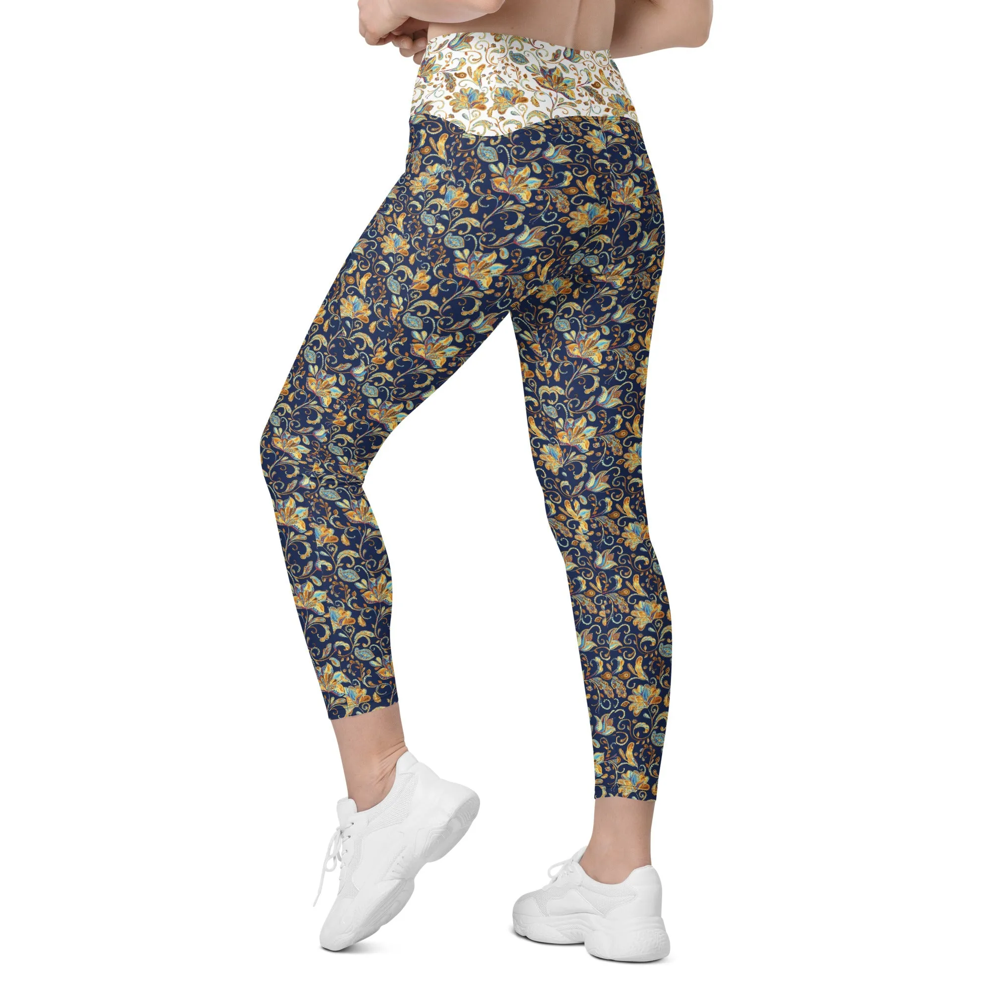 Paisley Crossover leggings with pockets