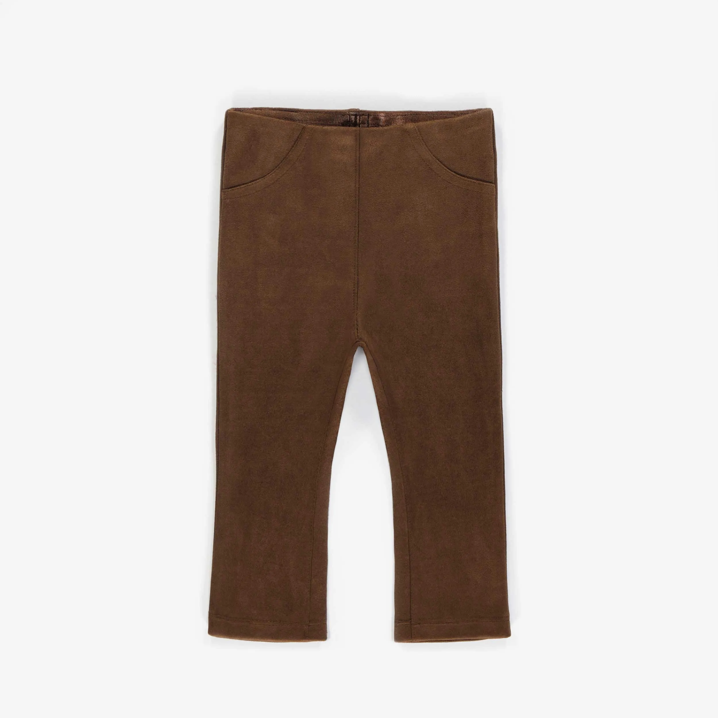 Pantalon trompette brun effet suède, bébé || Brown suede effect trumpet pants, baby
