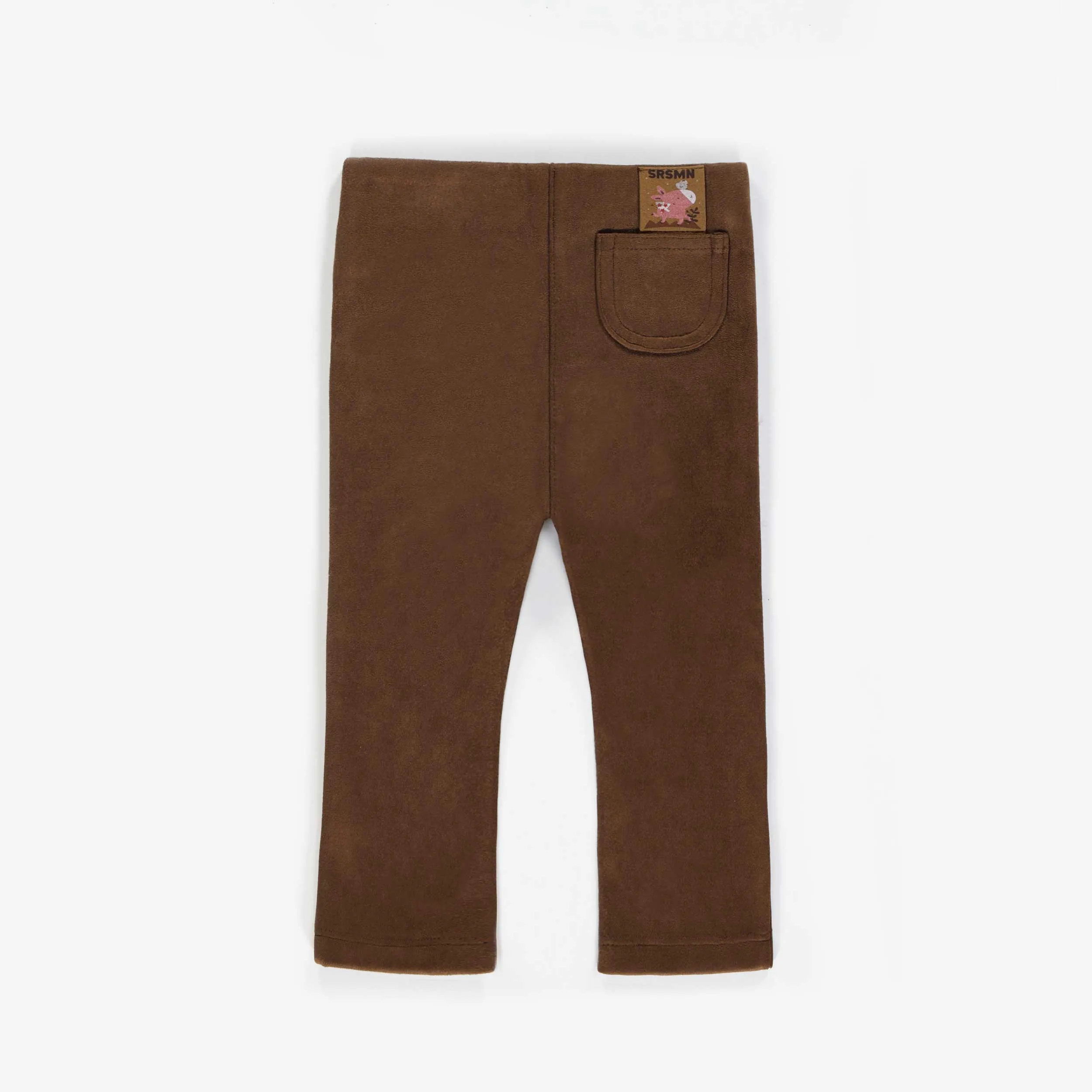 Pantalon trompette brun effet suède, bébé || Brown suede effect trumpet pants, baby