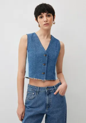Peony Blocking Upcycle  Jean Vest