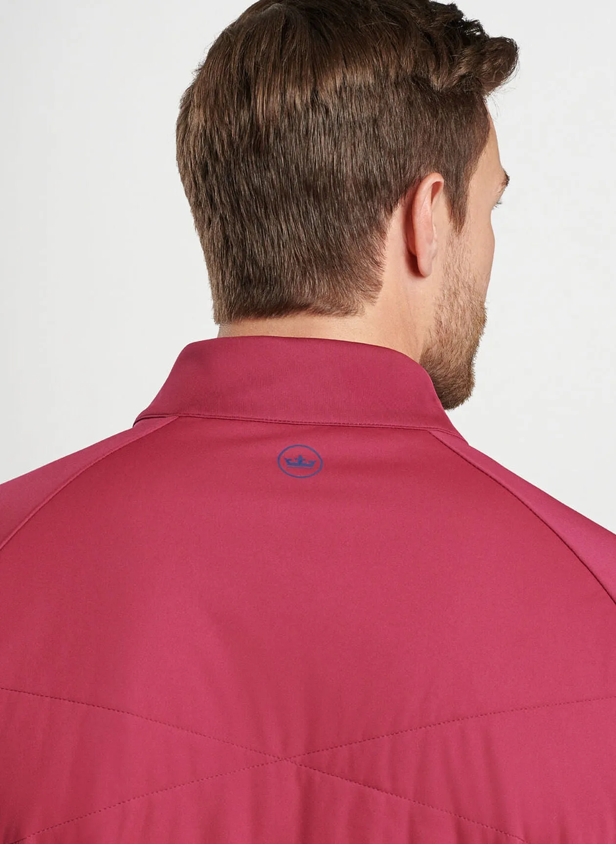 Peter Millar Mens Classic Fit Merge Hybrid Jacket - POMEGRANATE