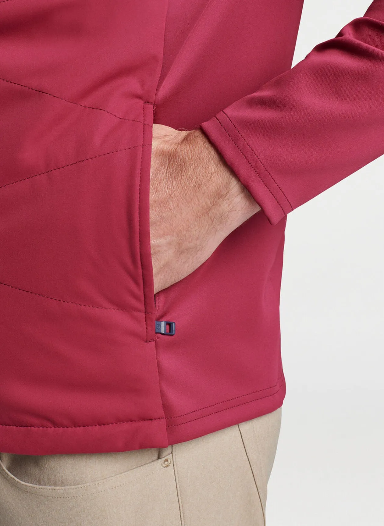 Peter Millar Mens Classic Fit Merge Hybrid Jacket - POMEGRANATE