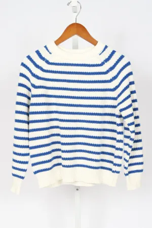 Phoebe Cotton Sweater - Off White/Blue