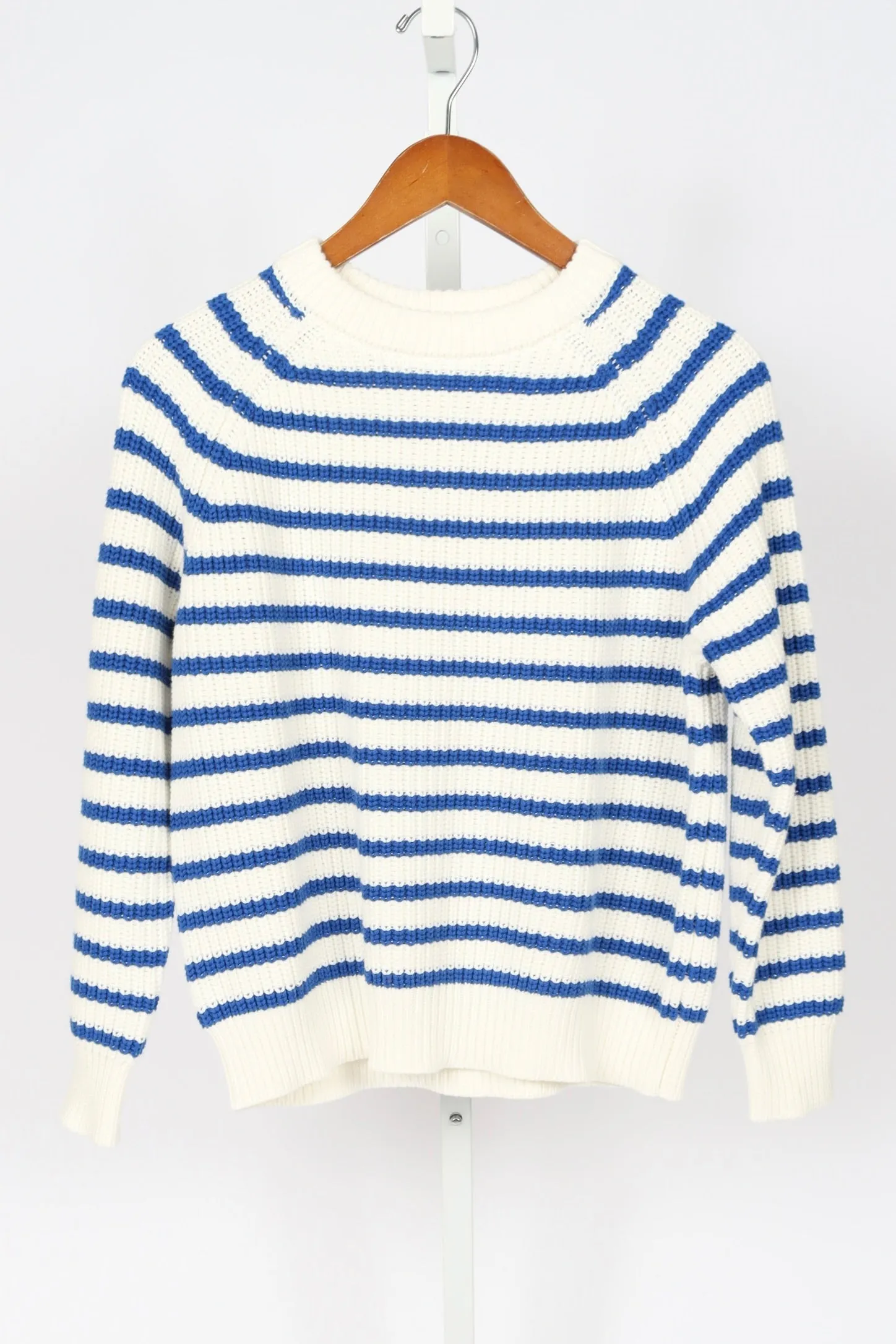 Phoebe Cotton Sweater - Off White/Blue
