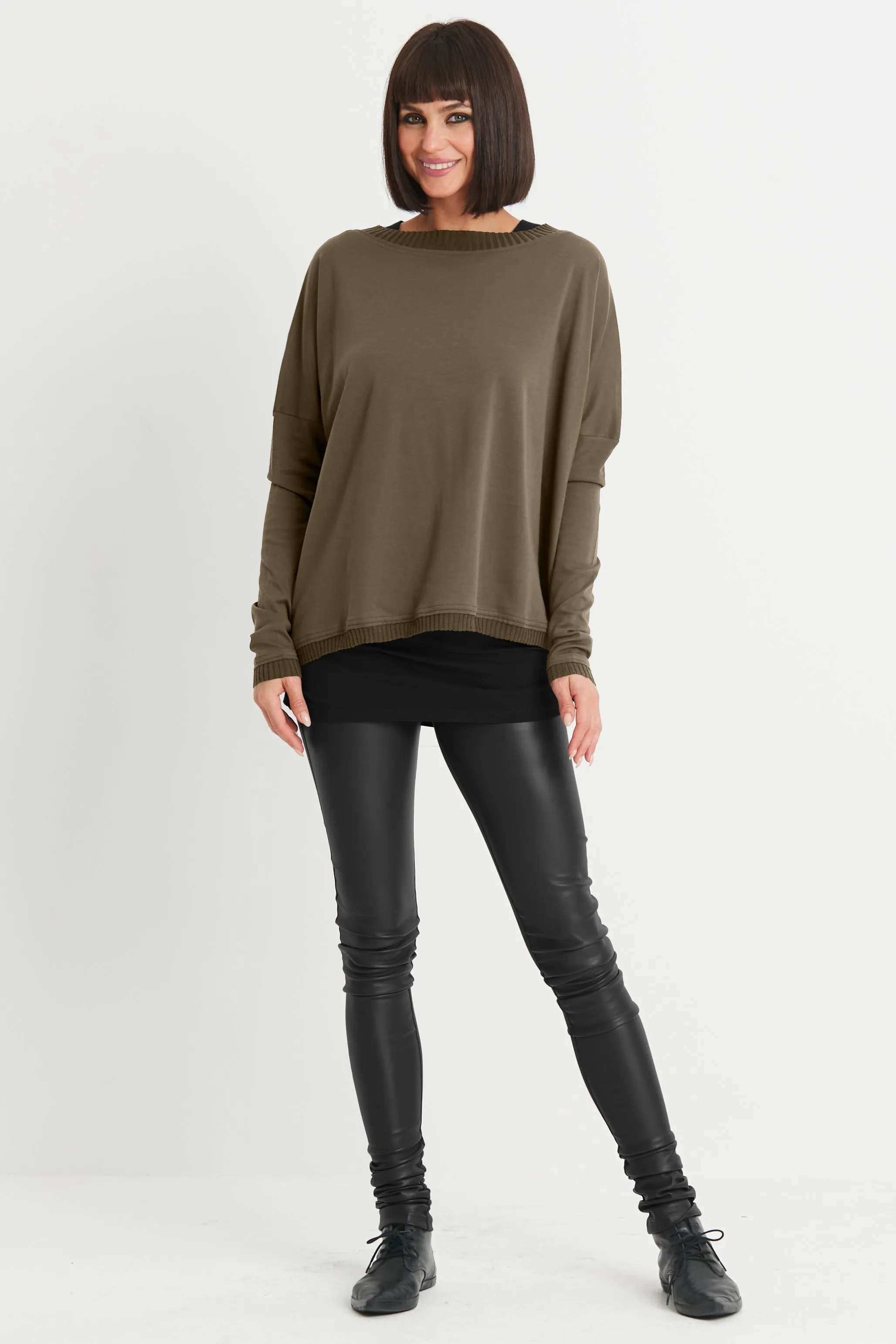 Pima Cotton Ribbed Off The Shoulder Tee