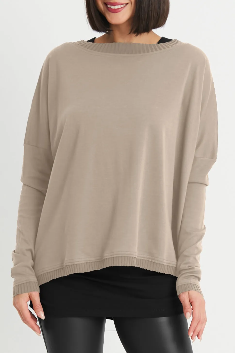 Pima Cotton Ribbed Off The Shoulder Tee
