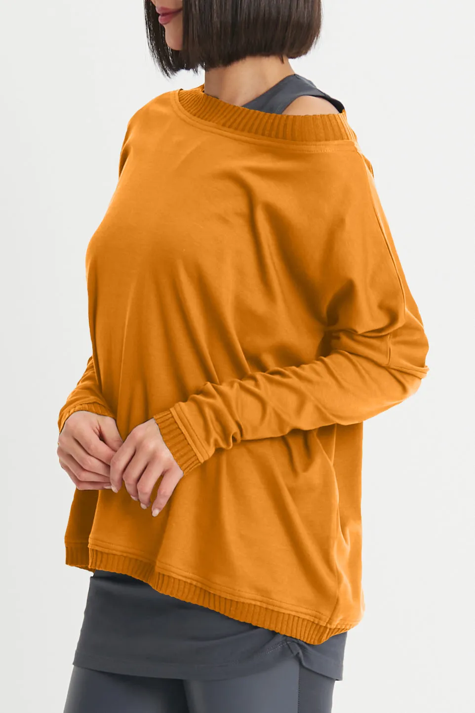 Pima Cotton Ribbed Off The Shoulder Tee