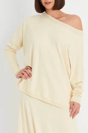 Pima Cotton Ribbed Off The Shoulder Tee