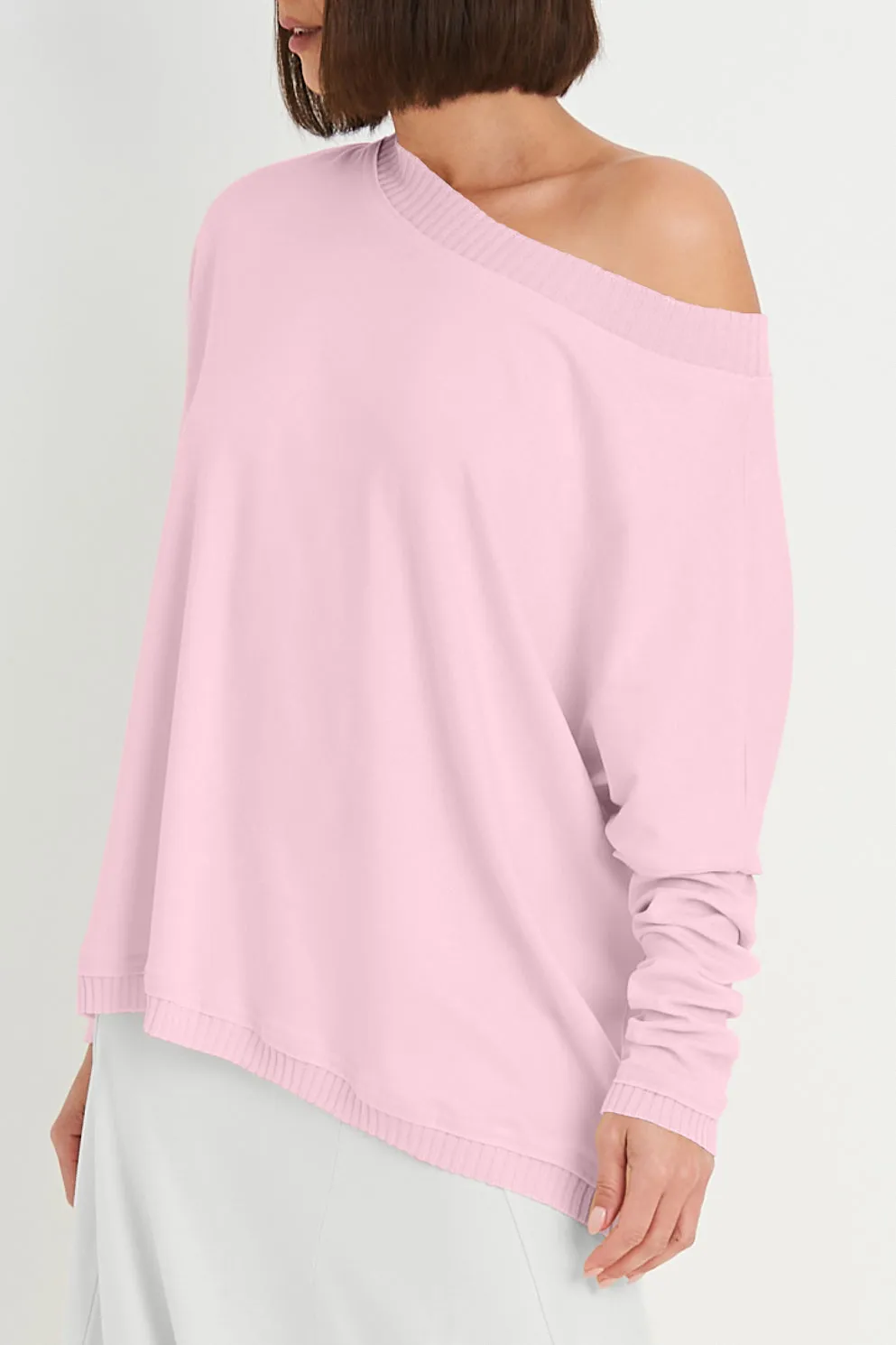 Pima Cotton Ribbed Off The Shoulder Tee