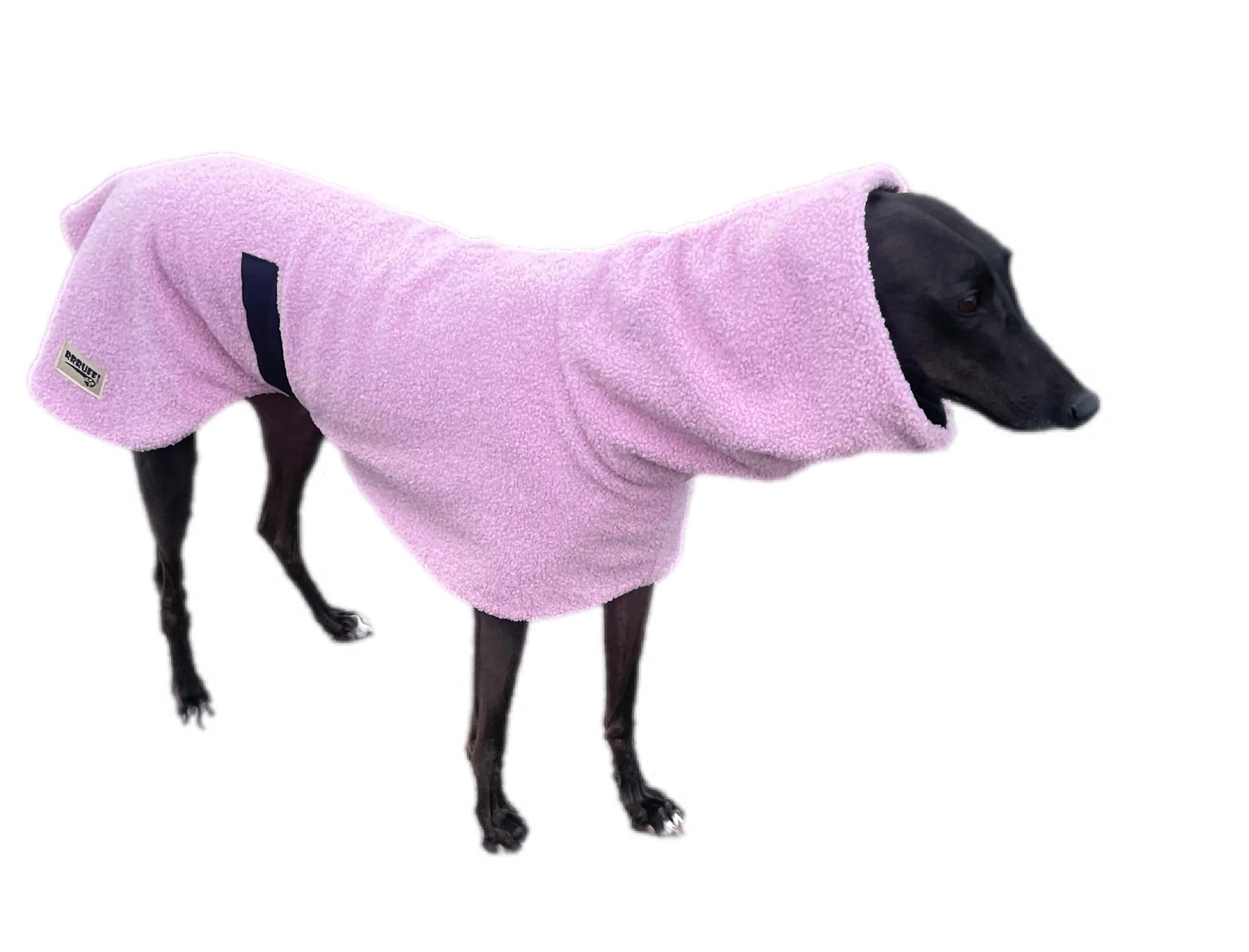Pink blush Teddy fleece extra thick deluxe style greyhound coat with snuggly wide neck roll