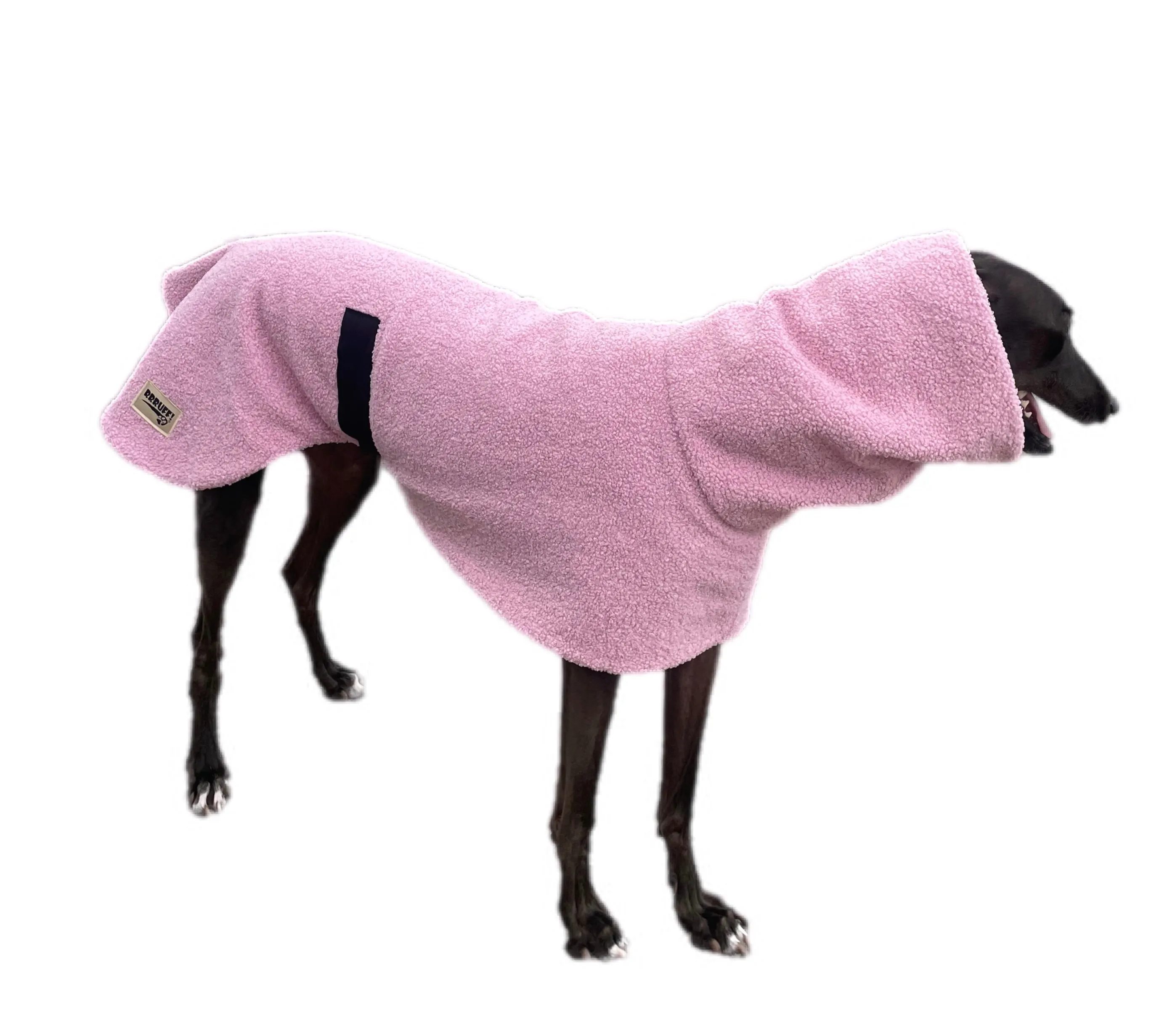 Pink blush Teddy fleece extra thick deluxe style greyhound coat with snuggly wide neck roll