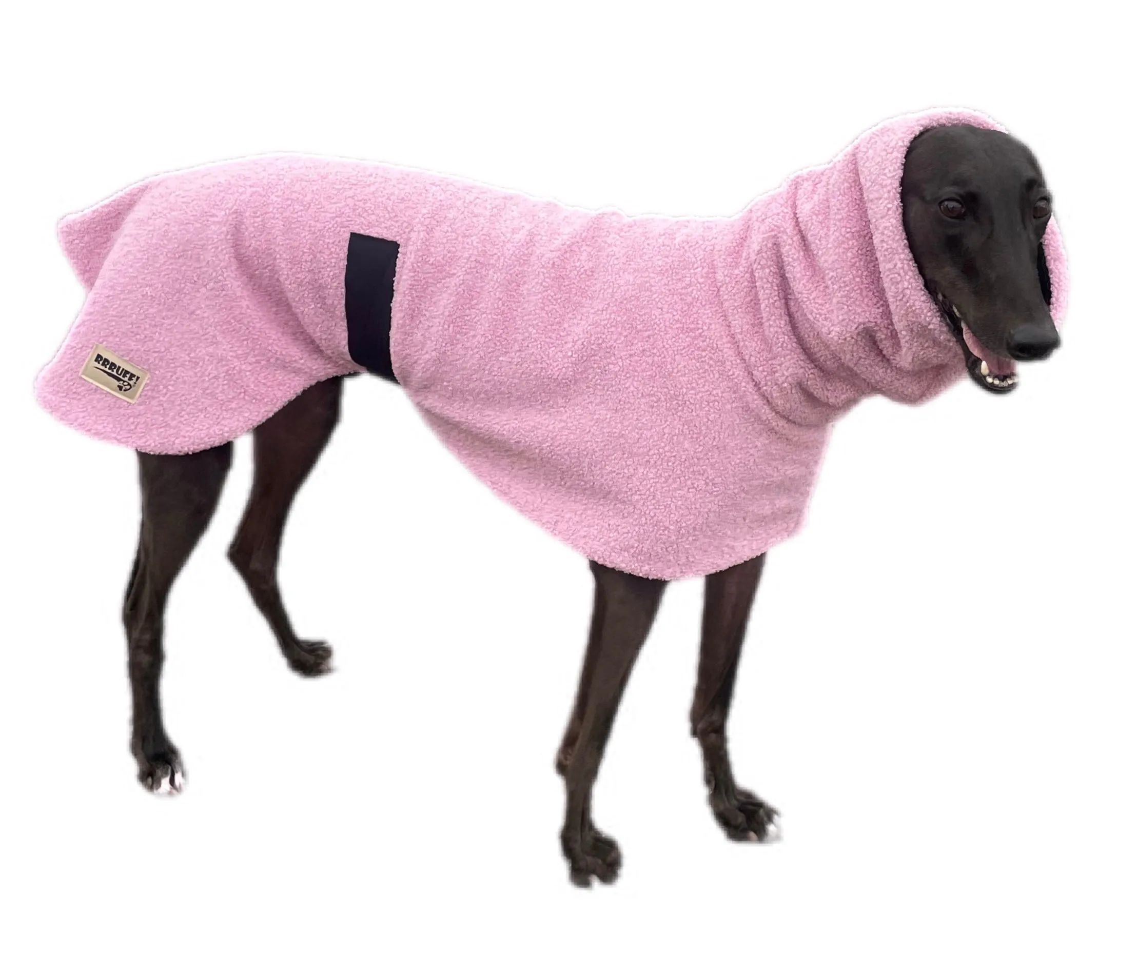 Pink blush Teddy fleece extra thick deluxe style greyhound coat with snuggly wide neck roll