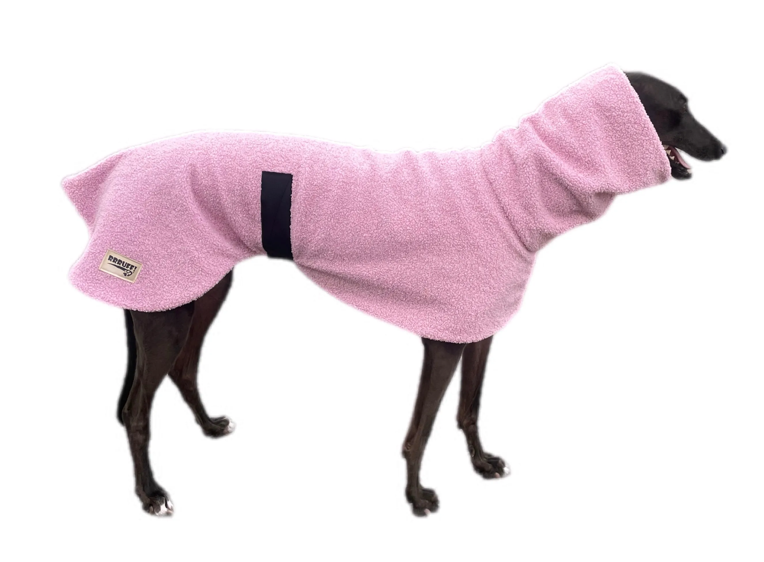 Pink blush Teddy fleece extra thick deluxe style greyhound coat with snuggly wide neck roll