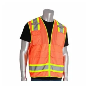 PIP Hi-Vis Orange Pocket Surveyors Tech Vest 302-0700OR