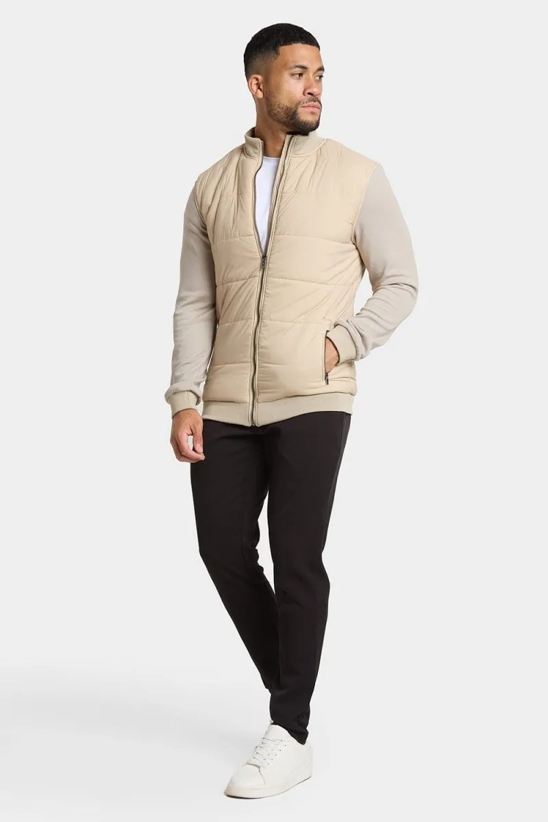 Quilted Hybrid Jacket in Stone