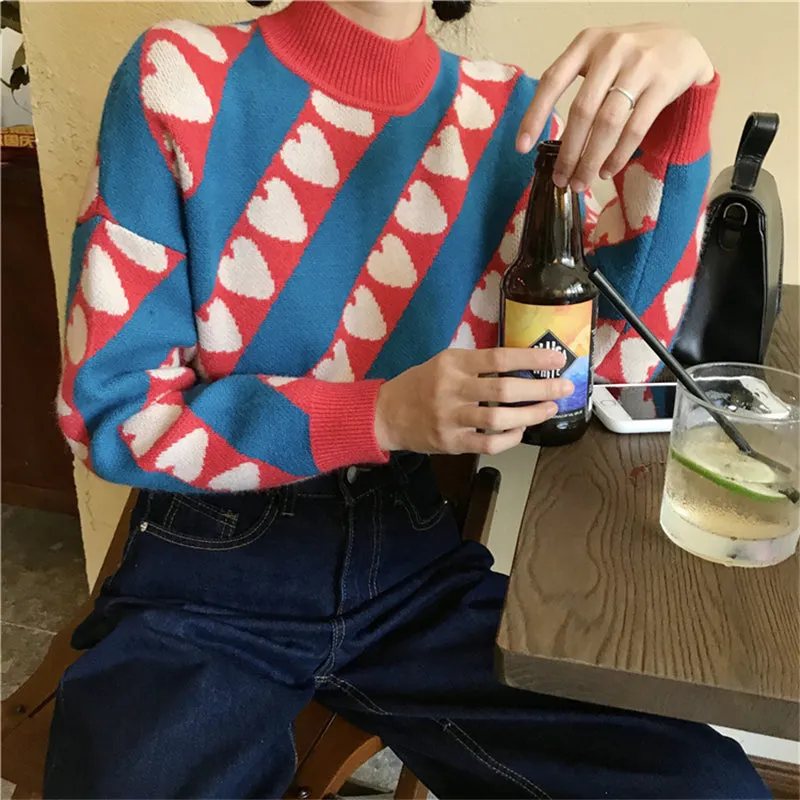 "HALF TURTLENECK LOVE" SWEATER N093001