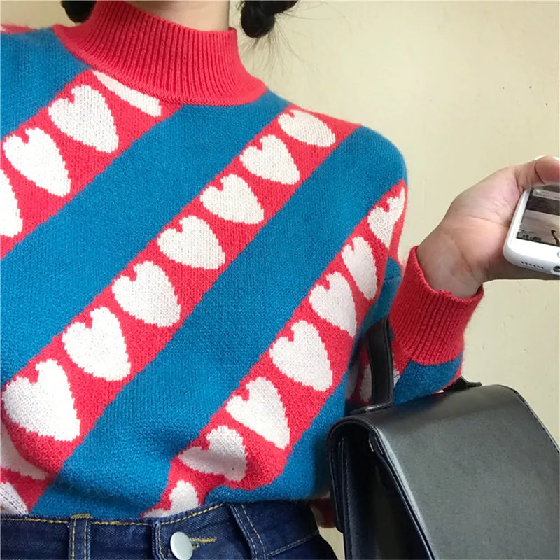 "HALF TURTLENECK LOVE" SWEATER N093001