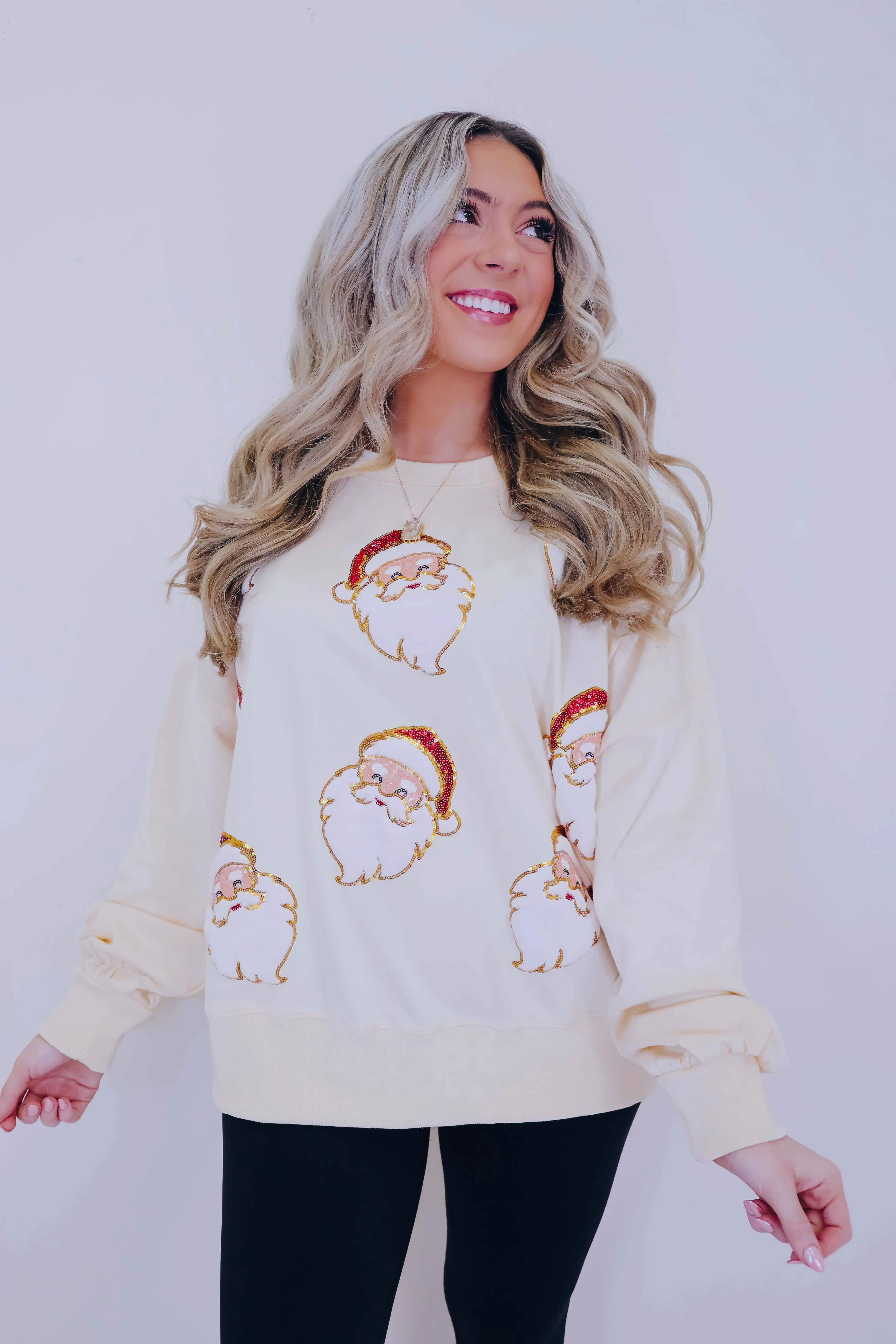"My Secret Santa" Sequin Patch Embellished Top - 2 Colors