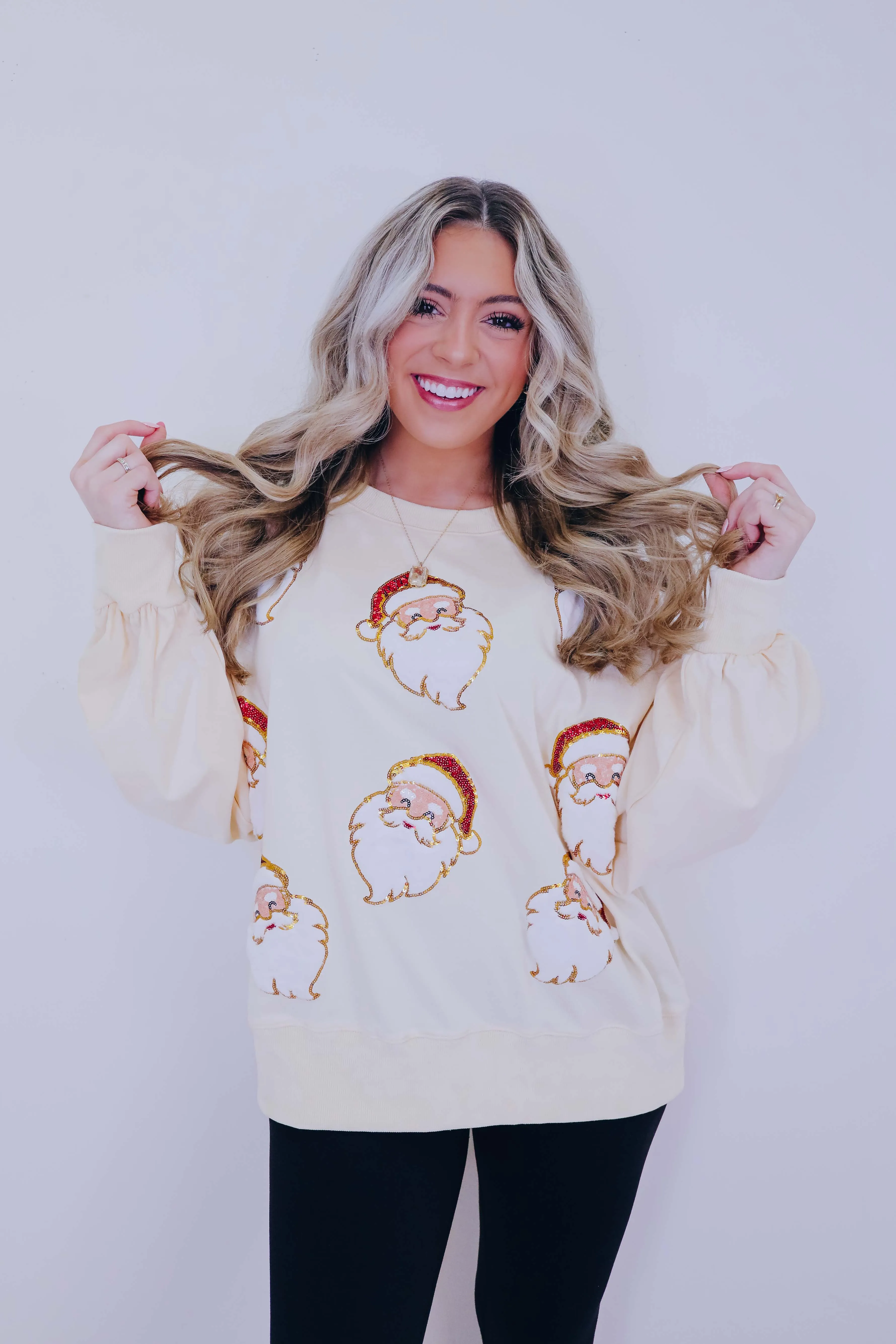 "My Secret Santa" Sequin Patch Embellished Top - 2 Colors