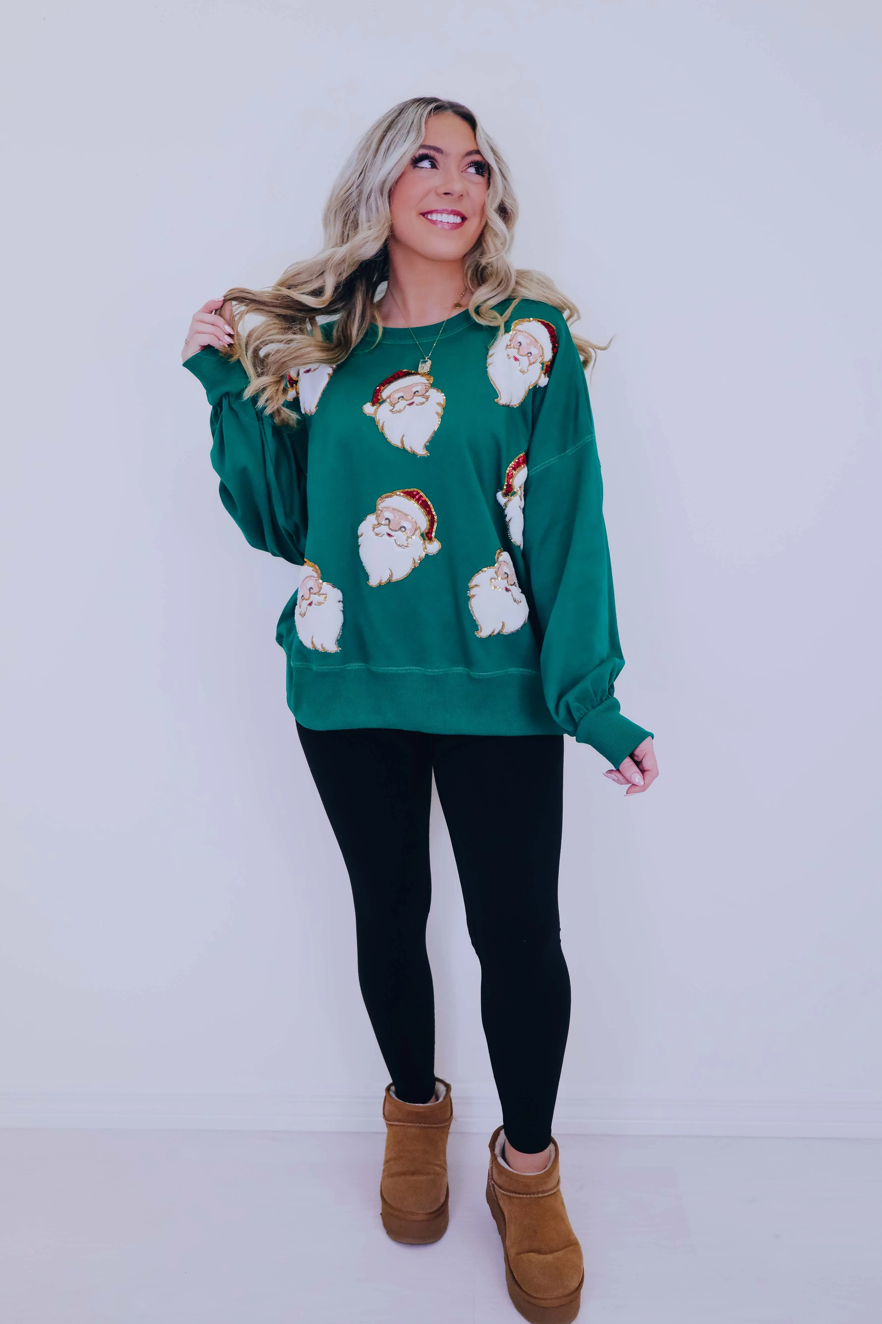 "My Secret Santa" Sequin Patch Embellished Top - 2 Colors